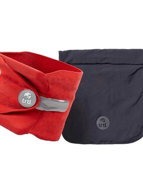 NEW -Trtl Red Neck Pillow with Black Travel Pouch